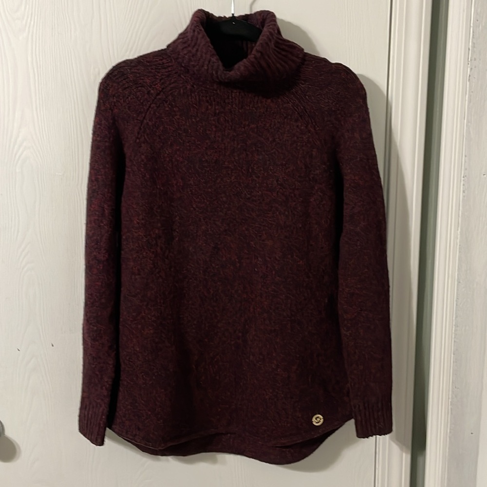 💰MICHAEL Michael Kors Wool Blend Maroon Turtleneck With Small Logo Size Small